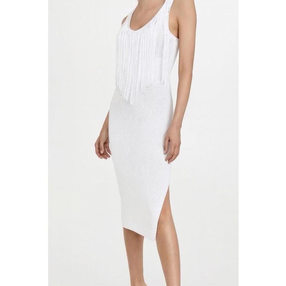 525 Bleach White Fringe Knit Midi Dress – Size XS -A19